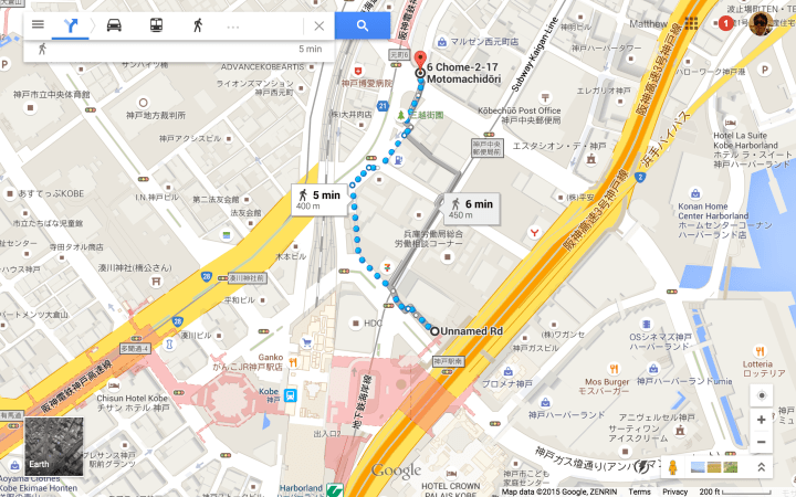 5 minute walk to Kobe Station.
