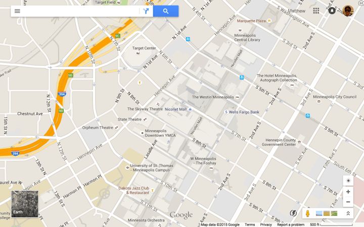 Downtown Minneapolis. 500 foot scale.