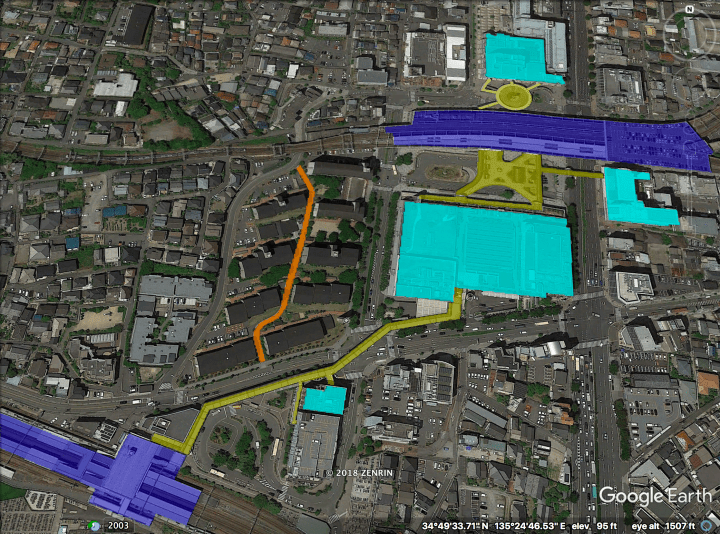 Kawanishi Satellite View Highlighted
